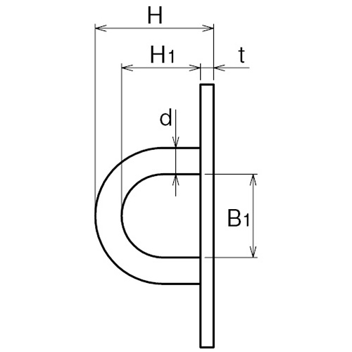 ASANO パッドアイ 白塗装 8mm 製品図面・寸法図