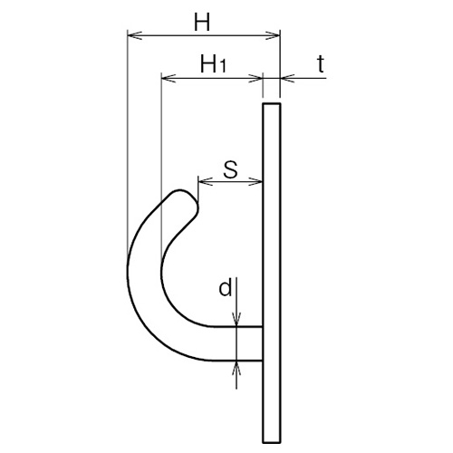 ASANO オープンパッドアイ 白塗装 8mm 製品図面・寸法図
