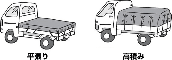 トラックシート平張りと高積み