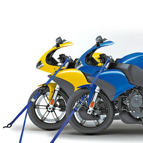 MITANI バイク用スロープ &タイダウンベルト allsafe バイク用タイダウン ラチェット式 固定0.04m×調節1.3m 青 BK-R