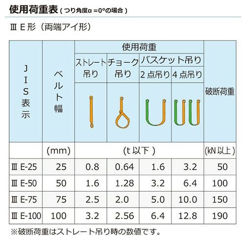 シライ ナイロンスリング N3E 両端アイ形 0.8ton 幅25mm 長さ6m